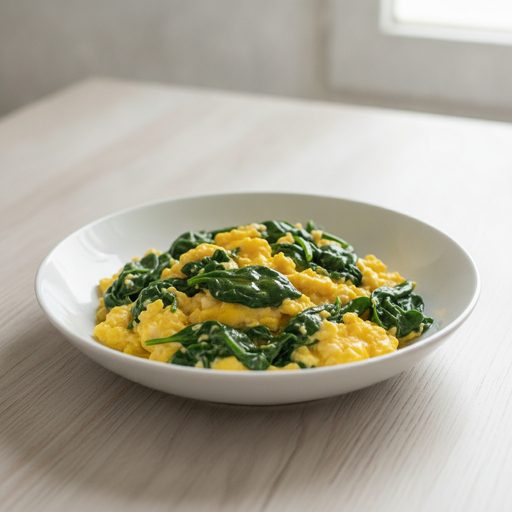 Revuelto de huevos con espinacas