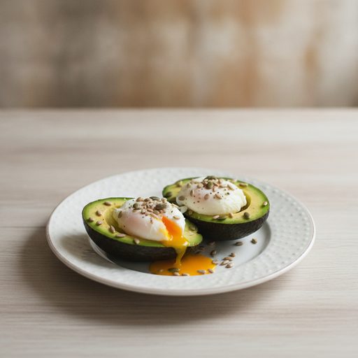 Aguacate con huevo poché y semillas