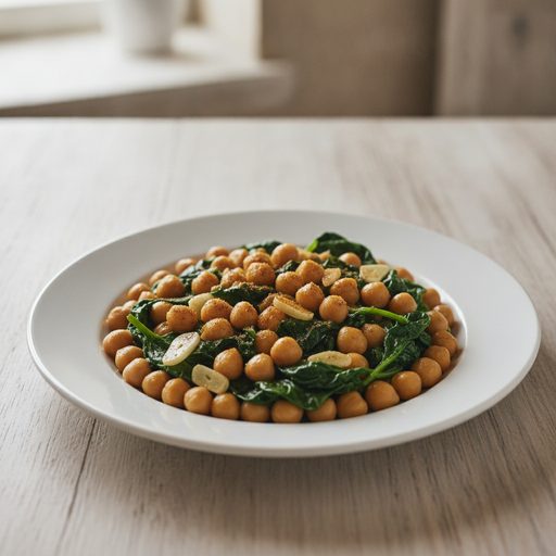 Garbanzos salteados con espinacas y comino